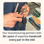 Craftsman handcrafting a Stryder orthotic by hand, made in the USA by manufacturing partners with over 30 years of expertise